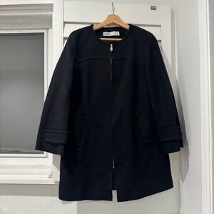 Zara Wool Cape Coat with Removable Fake Fur Collar